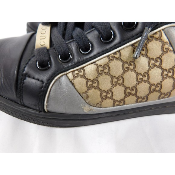 GUCCI MONOGRAM LEATHER HIGH TOP SNEAKERS SZ 36 - Picture 12 of 13